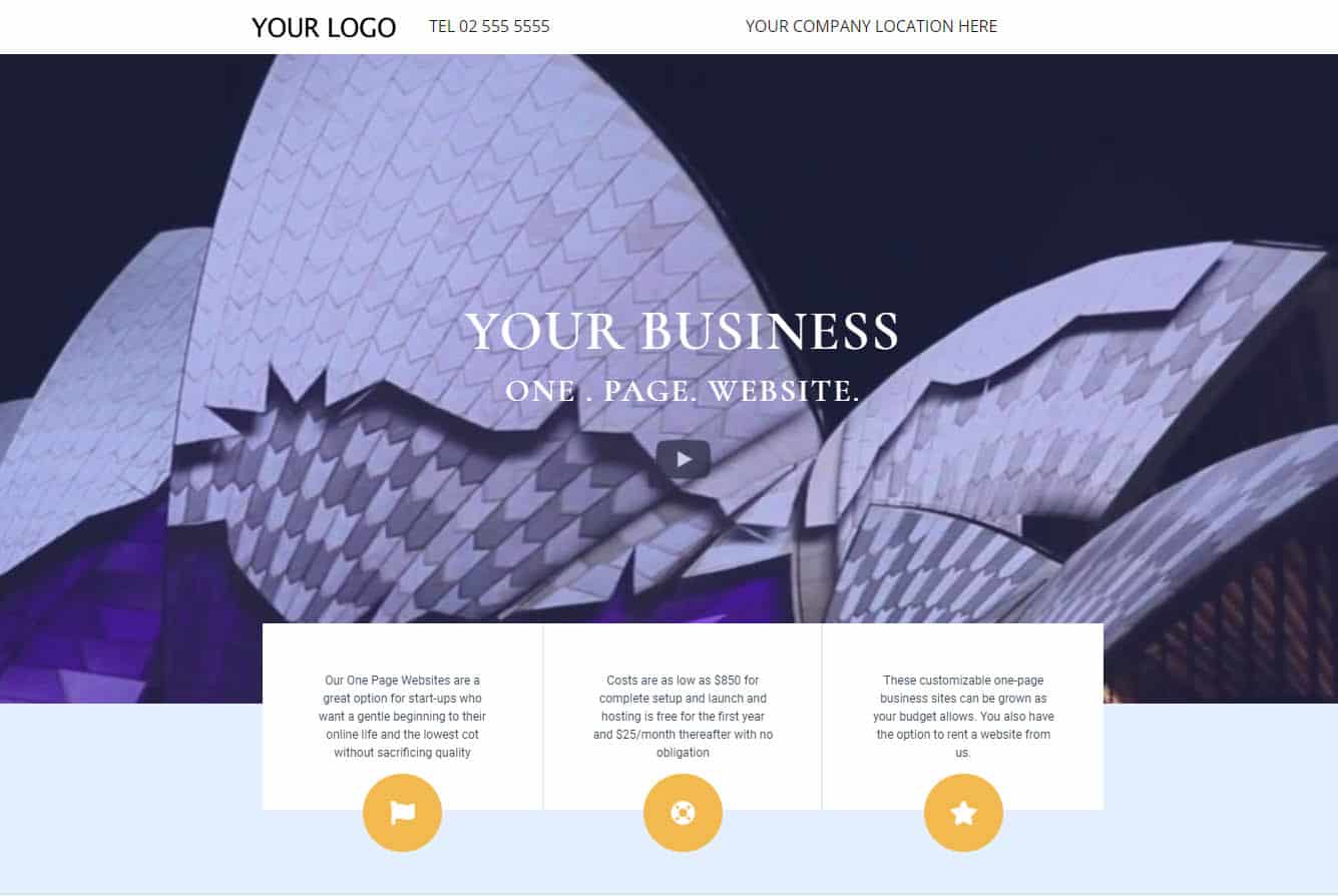 One Page Business Website