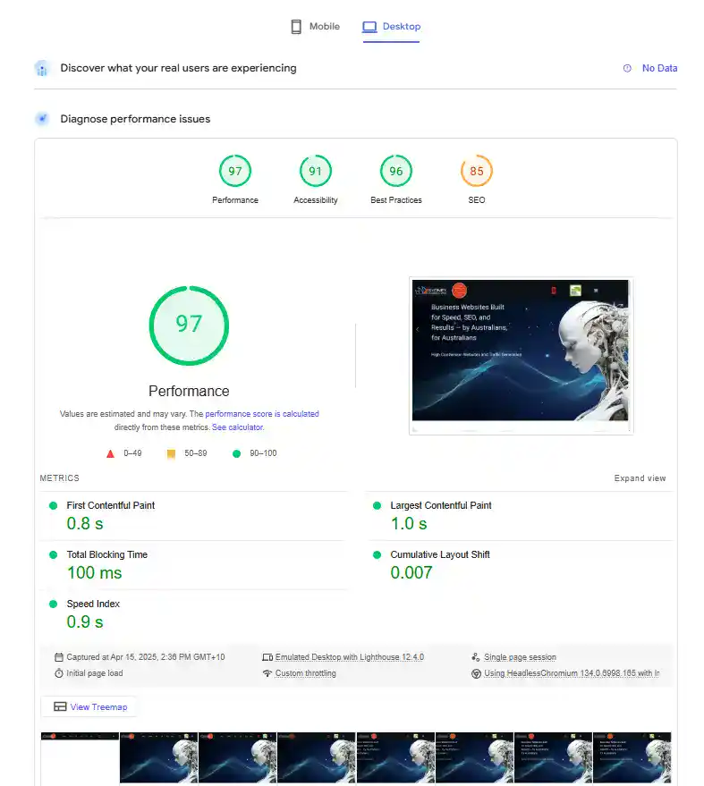 pagespeed score Why is my website slow in Australia?