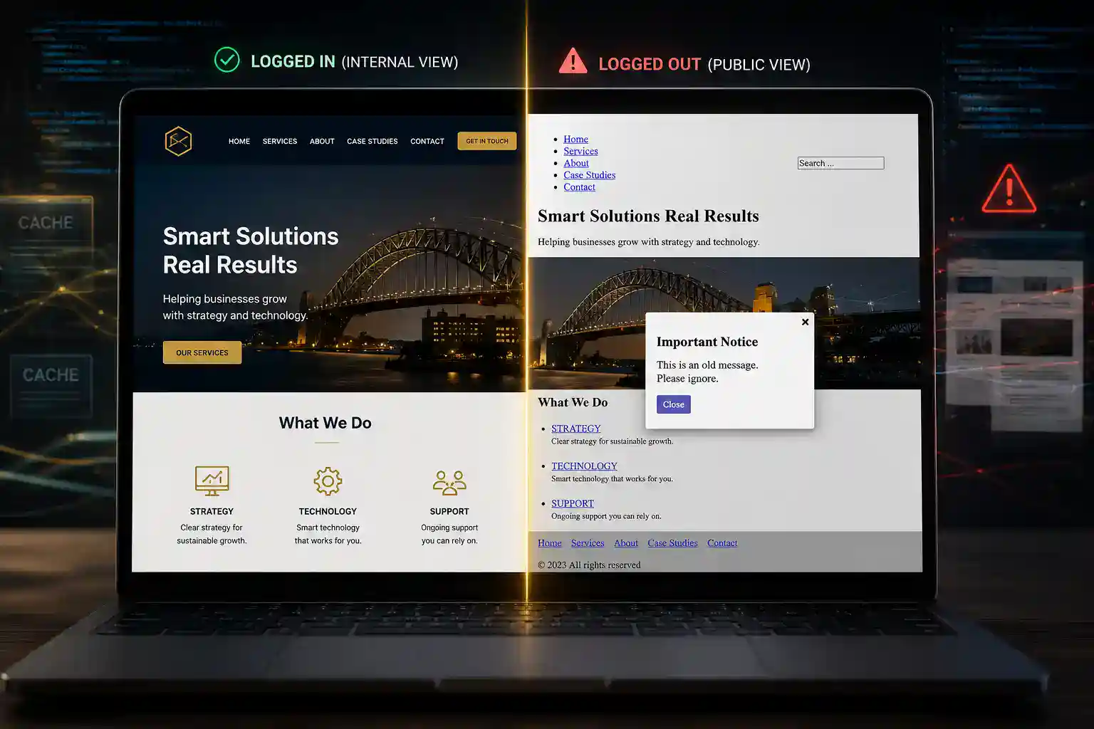 Website broken when logged out Website broken when logged out